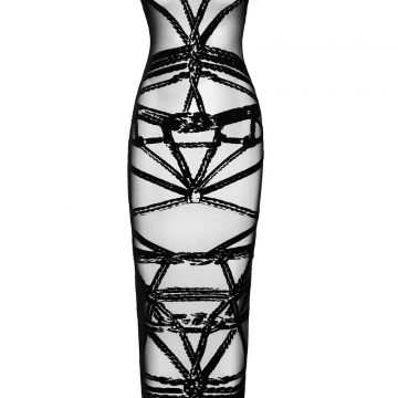 Robe bustier Bondesque F358 Noir Handmade 2 Robe BDSM femme en tulle floqué Bondesque