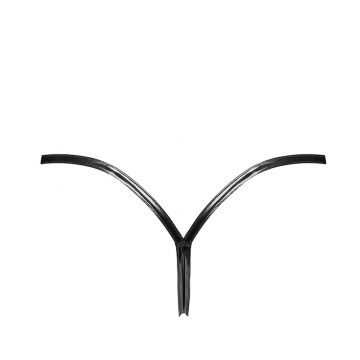 String vinyle Dominae Noir Handmade 3 String vinyle Dominae Noir Handmade porté – lingerie fetish femme élégante et provocante