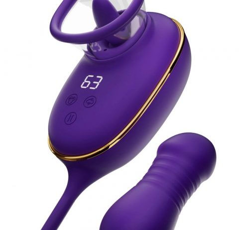 Stimulateur anal et clitoridien She.E.O multifonctions avec succion, vibration et rotation, silicone médical étanche IPX6