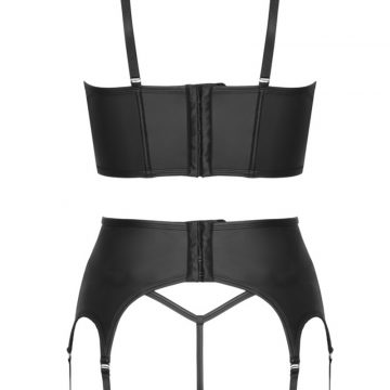 Ensemble lingerie 3 pièces avec porte-jarretelles - Cottelli PARTY 3 Porte-jarretelles noir à six jarretelles Cottelli PARTY
