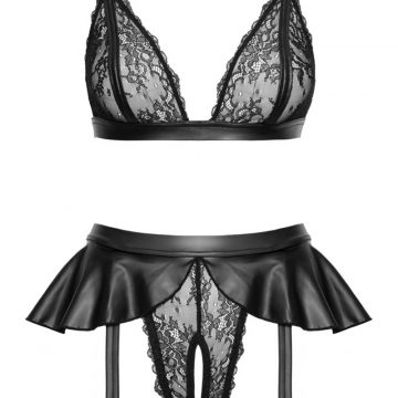 Ensemble Lingerie Noir Wetlook et Dentelle | Cottelli LINGERIE 2 Soutien-gorge triangle en dentelle noir Cottelli LINGERIE