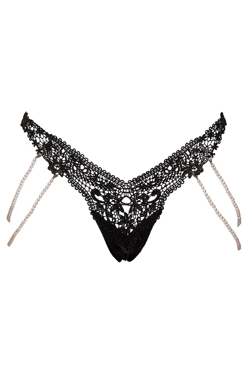 String bijoux Rio avec chaines de perles Cottelli LINGERIE 3 Lingerie femme string avec perles décoratives