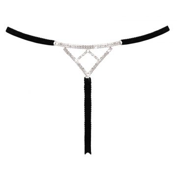 String ouvert strass - Cottelli LINGERIE 3 String ouvert noir avec strass à l'arrière Cottelli