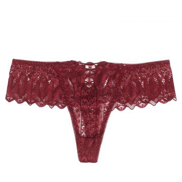 String dentelle dos lacé Bordeaux Litolu Lingerie 4 String sexy bordeaux en dentelle Litolu Lingerie