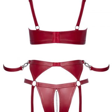 Ensemble Lingerie Bondage Rouge avec Jarretelles Ouvertes – Cottelli BONDAGE 3 culotte ouverte rouge à jarretelles Cottelli BONDAGE