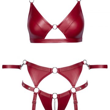 Ensemble Lingerie Bondage Rouge avec Jarretelles Ouvertes – Cottelli BONDAGE 2 Lingerie bondage rouge à jarretelles Cottelli BONDAGE