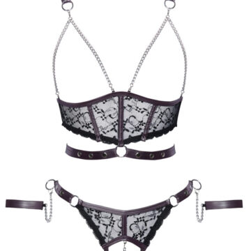 Ensemble Lingerie ouverte Bondage 3 Pièces Noir et Violet – Cottelli BONDAGE 2 Ensemble lingerie bondage noir et violet Cottelli BONDAGE
