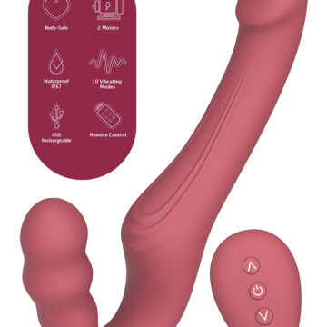 Vibro anatomique couple - She.E.O 4 La télécommande permet de varier les 10 modes et les 3 niveaux de vitesse.